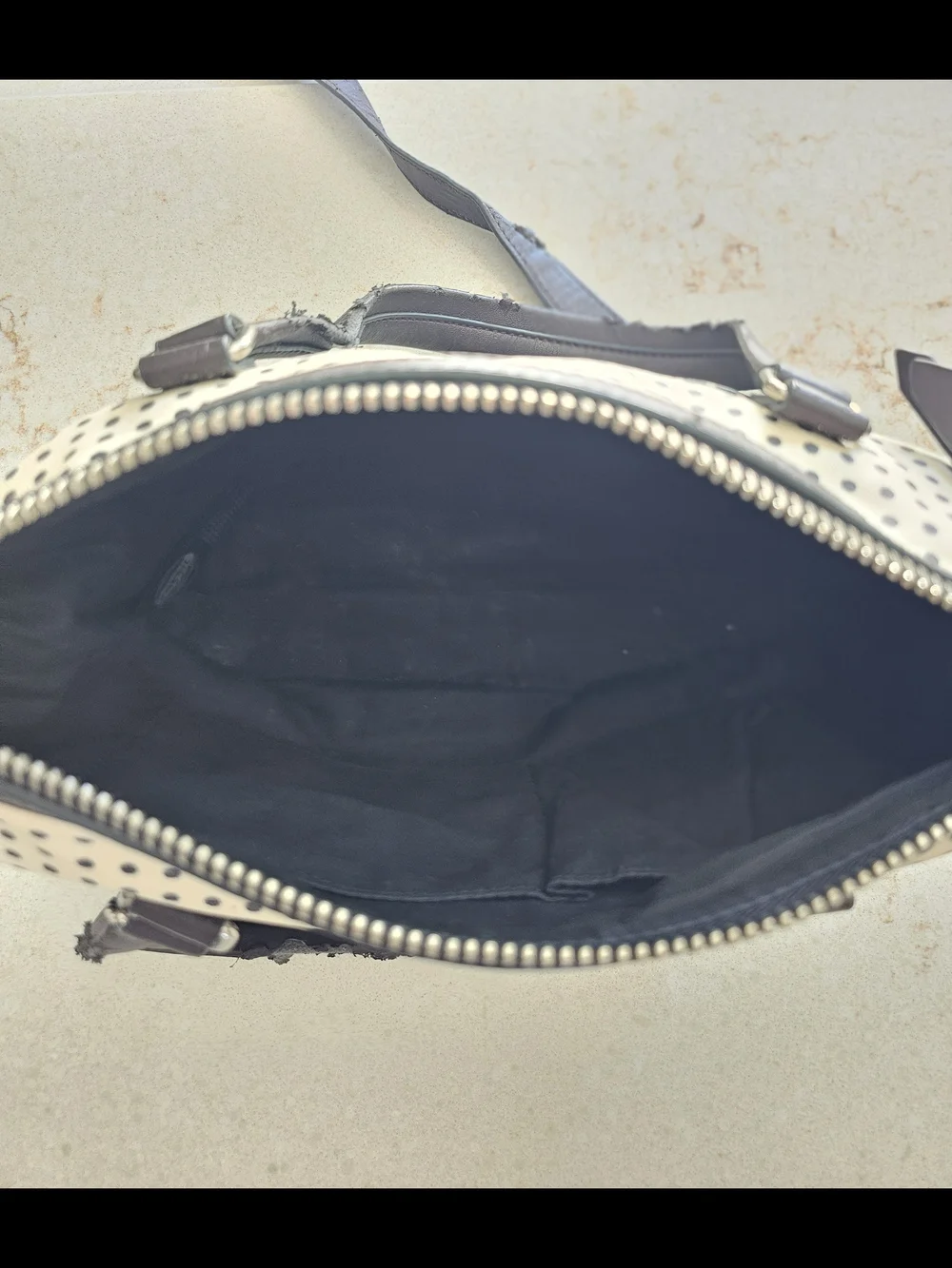 Fossil Black & White Polka Dot Crossbody Satchel